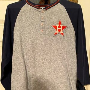 Mitchell Ness Houston Astros T-Shirt Embroidered Cooperstown Collection Size Lrg